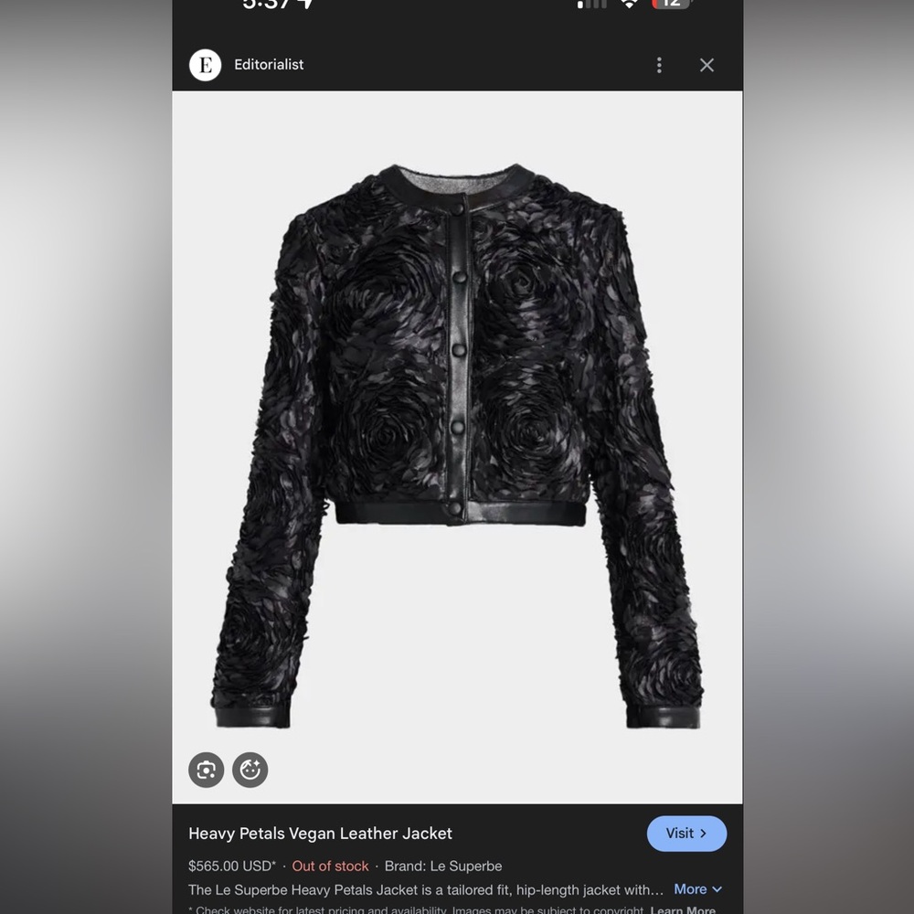Le Superbe black rose cropped jacket